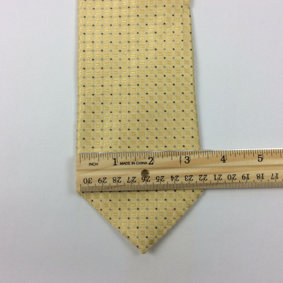 Tommy Hilfiger Mens Tie Yellow Gold Checkered Silk - Picture 5 of 5